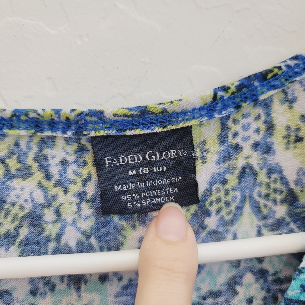 💕 Faded Glory Blue & Yellow Mini Dress Women's Size Medium - Picture 6 of 10